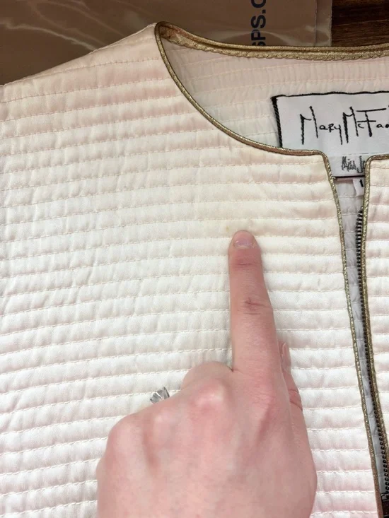 Mary McFadden silk jacket 1980s collection silk mid length size 14 vintage - Picture 5 of 6